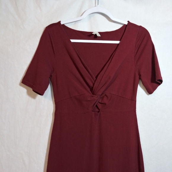 Pact Burgundy Organic Cotton Twist Knot Cut Out Luxe Jersey Ethical Maxi Dress S - Picture 3 of 8